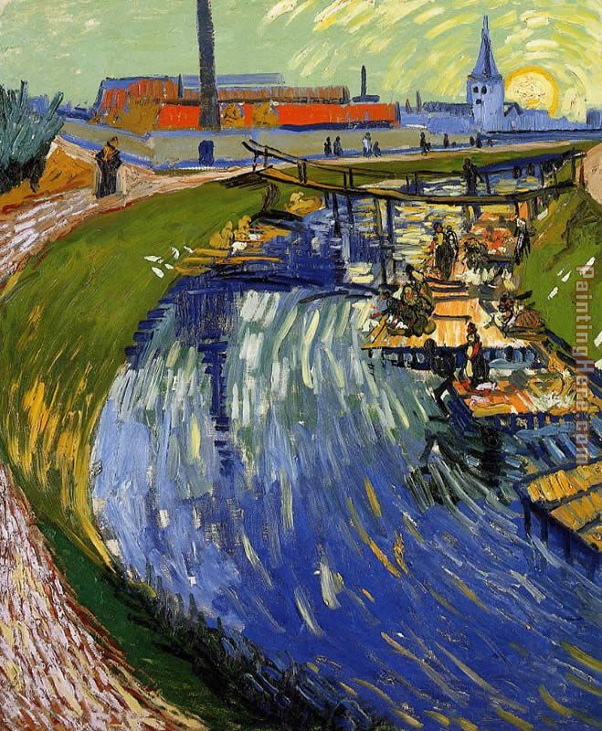 Vincent van Gogh Women Washing on a Canal